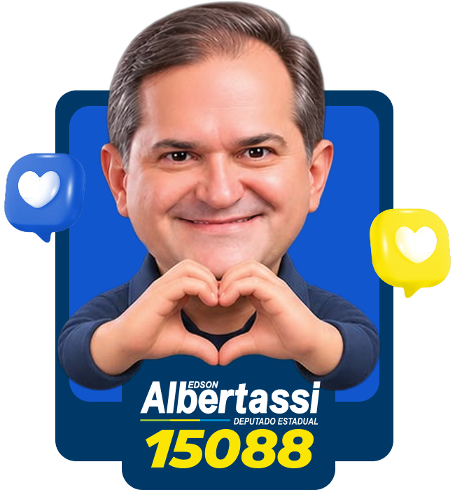 Edson Albertassi fazendo um coração com as mãos